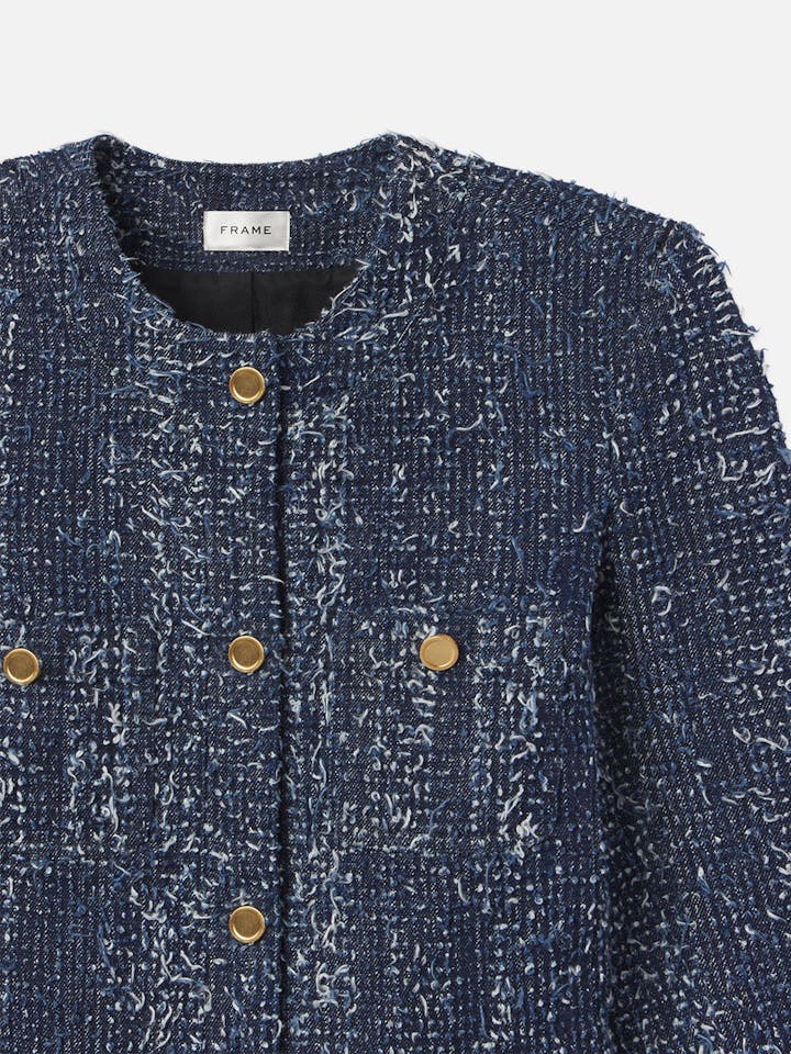 Frame - Denim Boucle Jacket in Blue Magic - Image 4