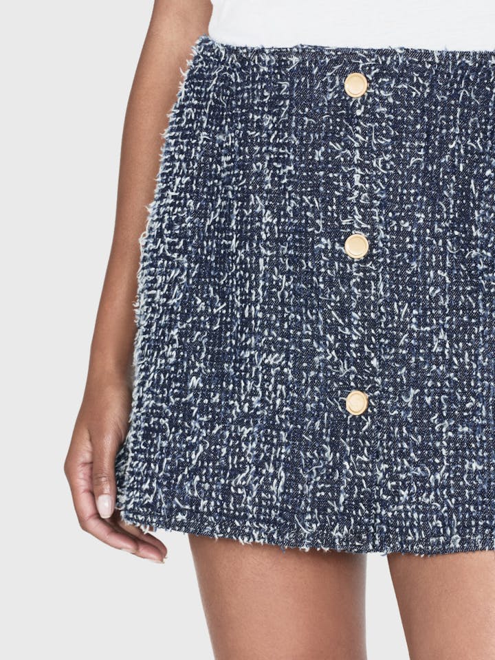 Frame - Denim Boucle Skirt in Blue Magic - Image 7